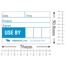 Blue 'Use By' label 76 x 50.8mm