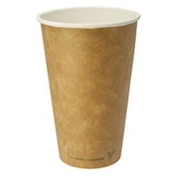16oz Compostable Brown Kraft Single Wall Hot Cup