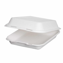 Sustain Bagasse 8 x 8in Square Clamshell - 34oz / 1000ml