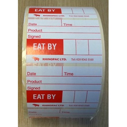 Red 'Eat By' label 76 x 50.8mm